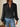 Swiss Dot Lace Detail Notched Long Sleeve Blouse - La Dolce Fiona