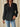 Swiss Dot Lace Detail Notched Long Sleeve Blouse - La Dolce Fiona