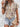 Printed Notched Short Sleeve Blouse - La Dolce Fiona